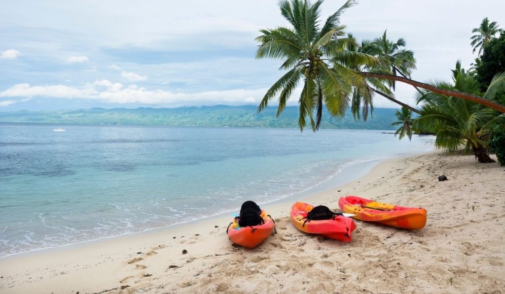 3 kayaks on the beach