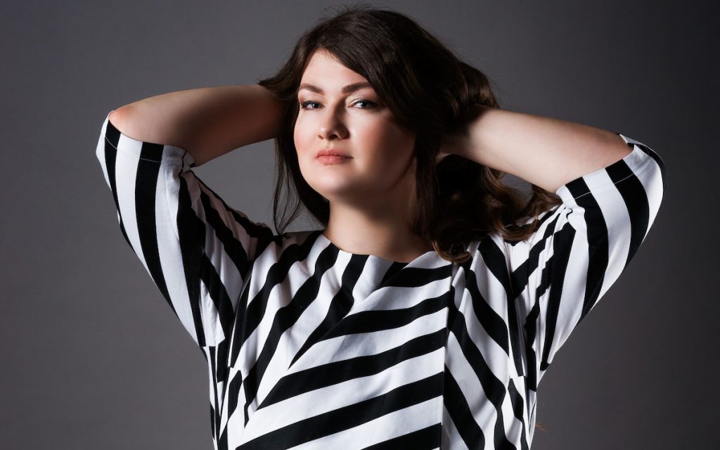 beautiful plus sized woman wearing striped clothing