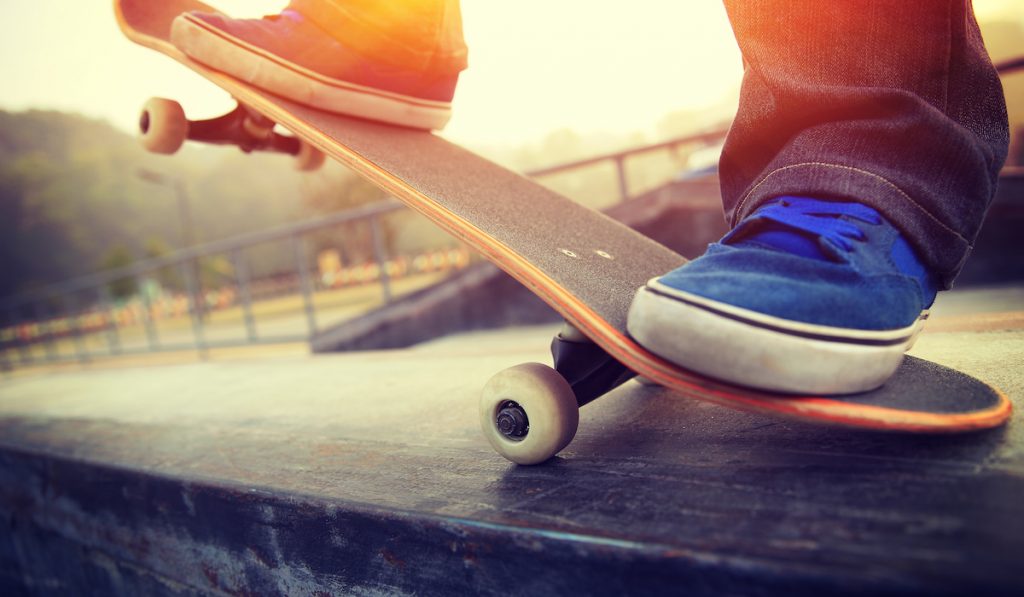 riding a skateboard 